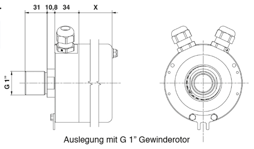 Zeichnung SRH-11C Auslegung mit G1" Gewinderotor